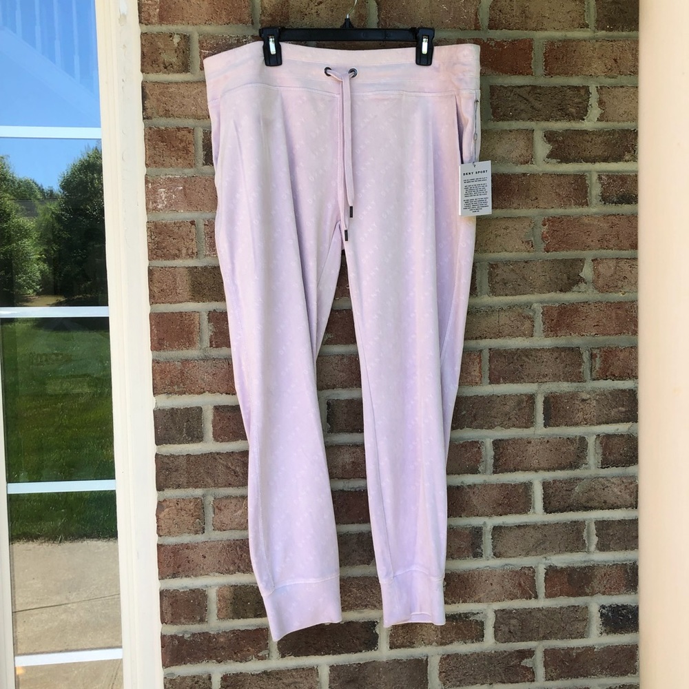 DKNY Sport pale lilac purple soft plush logo sweatpants NWT XL